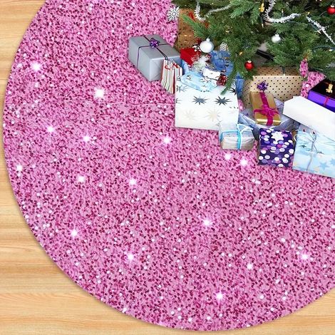 Jupe de sapin de Noël neuve, or et rouge à paillettes, jupe de sapin décorative, jupe de pied de sapin, jupe de sapin rose à paillettes, 78 cm