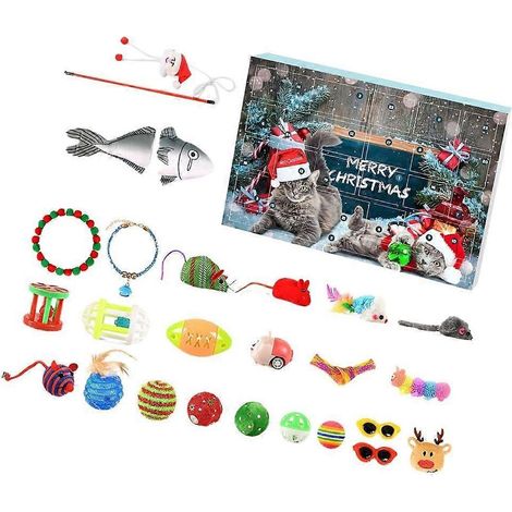 Chaton Jouet Teaser Baguette Calendrier Avent Poisson Cartoon Cadeau Noël Jouet Félin Amusant (1/4)