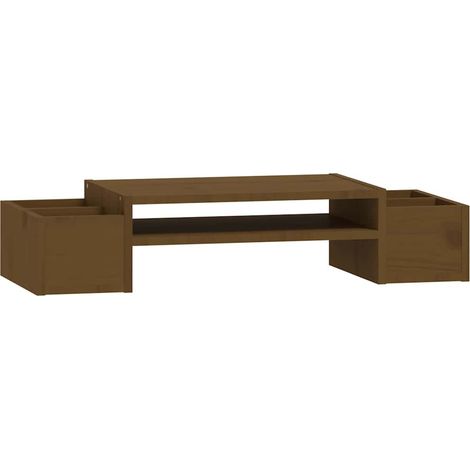 vidaXL Soporte de monitor madera maciza pino marrón miel 70x27,5x15 cm (1/2)