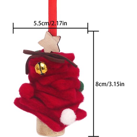 Suspension de sapin de Noël miniature rouge en feutrine, décoration artisanale pour arbre