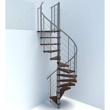 Minka Spindeltreppe Venezia Smart 38 - 305,5cm Geschosshöhe Walnuss Grau 120cm Durchmesser (1/5)