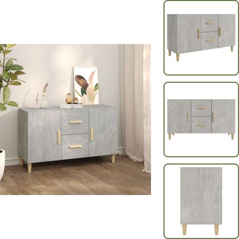 Sideboard Betongrau 100x36x60 cm Holzwerkstoff - Schreibtisch - Wohnzimmermöbel - Sideboard - Regal - Holzmöbel (1/5)