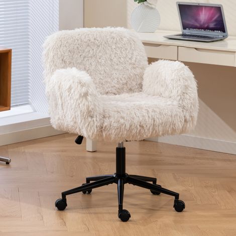 Silla escritorio con reposabrazos abatibles beige OKMYHOME (1/5)