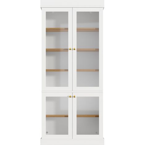 Vetrina alta bianca in MDF e vetro con LED, anti-ribaltamento, 80 x 40 x 180 cm (1/5)