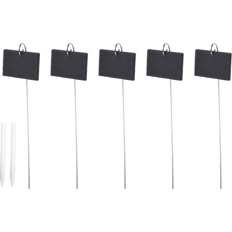 Ensemble de 5 marqueurs de jardin en ardoise comprenant 2 mini marqueurs à craie, des étiquettes pour l'identification des fleurs avec épingles, des marqueurs de jardin (1/5)