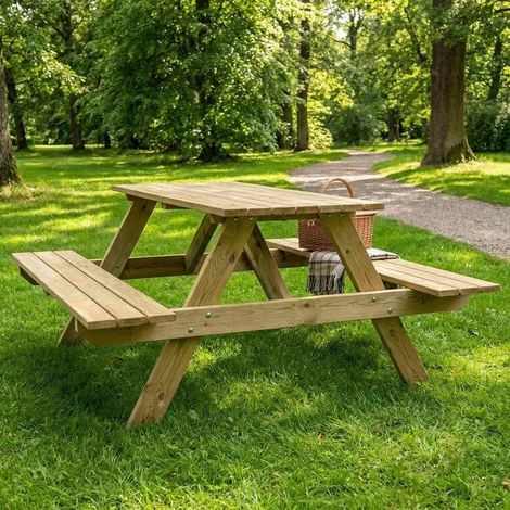 Tavolo Picnic in Legno Sunwood Slim 160x160 cm Spessore 20mm Impregnato Autoclave Classe 4 (1/5)