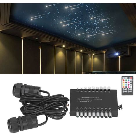 Application Bluetooth, lampe à fibre optique Meteor 9W à 18 trous avec source lumineuse RGBW ciel étoilé et lampe à fibre optique de plafond ciel étoilé blanc (1/5)