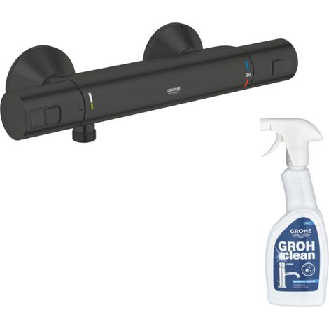Mitigeur de douche thermostatique GROHE Precision Start noir mat + nettoyant