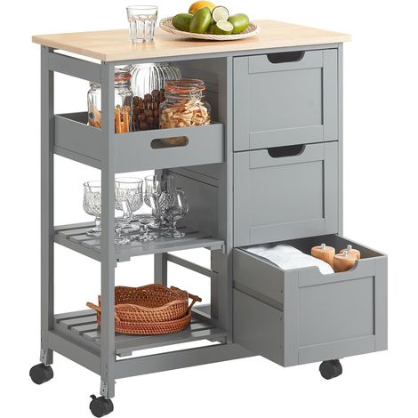 SoBuy Kitchen Trolley Cart Kitchen Storage Trolley,Grey,FKW79-HG