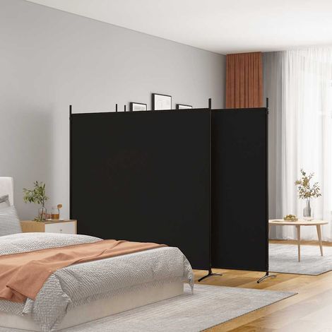 Cloison de séparation 4 panneaux Noir 698x180 cm Tissu (1/5)