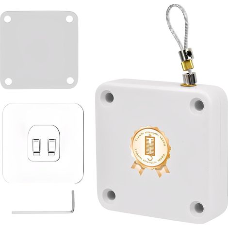 Ferme Porte Automatique Blanc, 1,2m Sans Perçage, Résistance 1000 Carats Fermeture Porte, avec Serrure Régalable et Manchon Métallique Anti-Usure, pour Portes de Chambre et Portes de Balcon (1/5)