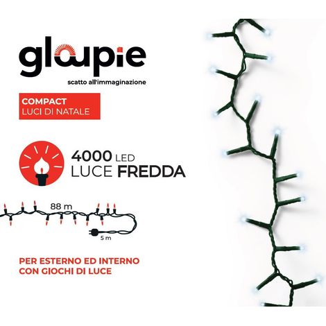 GLOUPIE Luci Di Natale DA 93 MT Con 4000 Led Bianco Freddo, Cavo Verde,Distanza Luci 2.2 Cm, Funzione Memoria e Timer (1/5)