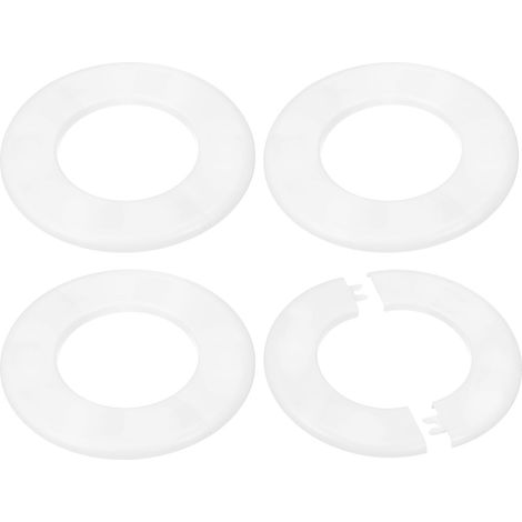 Cache Mitigeur Douche, 4pcs Écussons en ABS Garniture Robinet Douche Muraux pour 78mm, Décoration Rosace Robinet Coffrage Caches Tuyaux d'Eau Chauffage Plomberie Mural, Blanc (1/5)