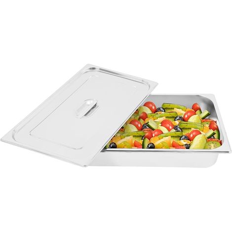 Lot de 4 Bac Alimentaire GN 1/2 en Inox 7,5L, 32,5 x 26,5 x 10cm, Plat Gastronome Profond pour Buffet, Restaurant, Cantine (1/5)