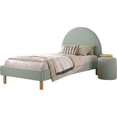 Pack - Lit Enfant & Pouf Bouclé "Moon" 90x200cm Vert (1/5)