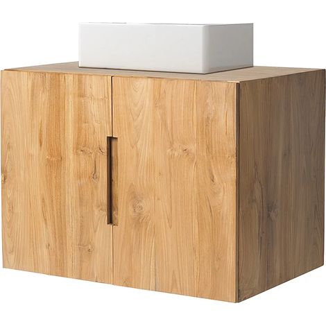 Mobili per bagno sospeso con lavabo semplice 80 cm in Teak - SAWAN (1/5)
