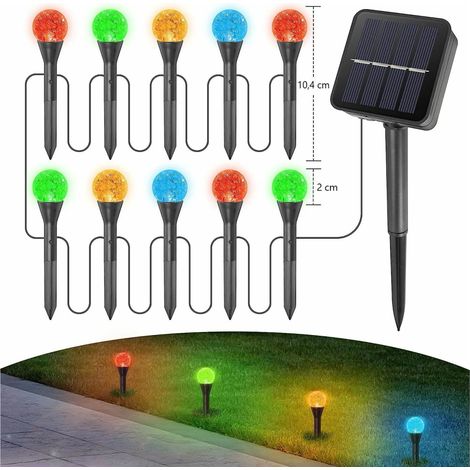Lot de 10 lampes solaires de jardin pour Noël, LED extérieur, piquets lumineux étanches pour allée et décoration paysagère (1/4)