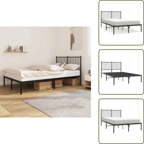 Cadre de lit métal sans matelas avec tête de lit noir 120x190cm - Cadre De Lit - Lit Double - Lit Metal - Lit Avec Têtedé Lit - Literie (1/5)