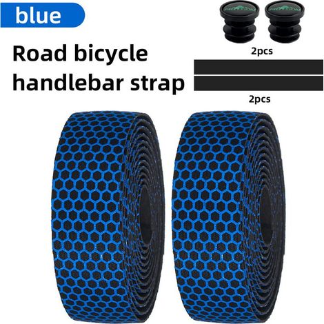 Kit de guidoline Hex Bike - 2 rouleaux - Antidérapant et absorbant les chocs - 2 m - Pour vélo de route, VTT et cyclisme sur route - Bleu - Auto-adhésif et respirant (1/5)