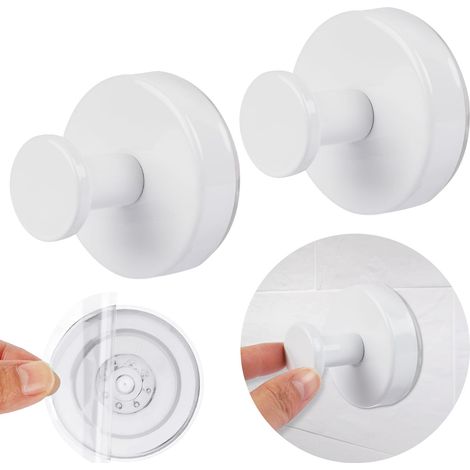 Lot de 2 Crochets Ventouses sans Perçage, Blanc,crochets adhésifs puissants, Supporte 5 kg, Adhésif Puissant pour Salle de Bain, Cuisine, Carrelage, Verre et Surfaces Lisses (1/5)