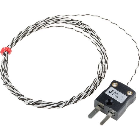 Thermocouple type J Ø 1/0.2mm, L 2m, +250°C max à Fiche mâle miniature ( Prix pour 1 )