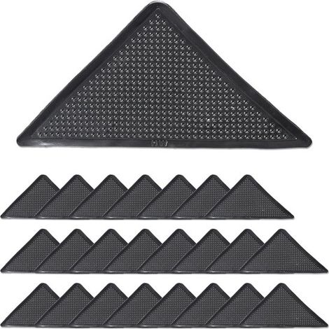 24 pezzi - Nastro adesivo per tappeti - tappetini antiscivolo triangolari - lavabili e riutilizzabili - forte aderenza - per pavimenti in ceramica/legno - nero - 1501102,5 mm (1/5)