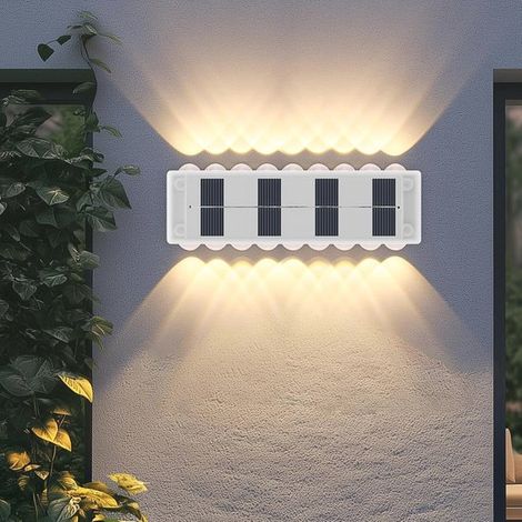 Luces solares de pared para exteriores - Paquete de 4 luces de jardín impermeables con 18 LED
