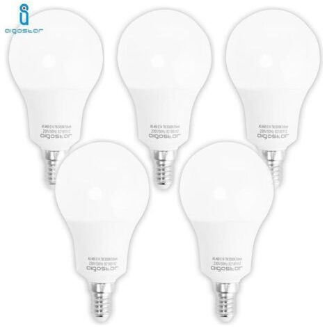 E14 9W 6400K Kaltweiße LED-Lampen, 5er-Pack, A60 Klasse A+, energieeffiziente Wohnraumbeleuchtung (1/4)