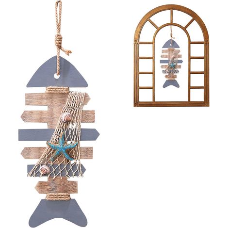 Décoration en forme de poisson en bois sculpté à la main pour la maison - (1/5)