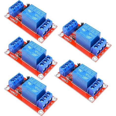 5Pcs Module de Relais à 1 Voie 5V avec optocoupleur Carte d'extension de Relais à 1 Voie Déclenchement Haut et Bas avec Voyant d'avertissement à LED (CC 0-5V) sunflower (1/2)