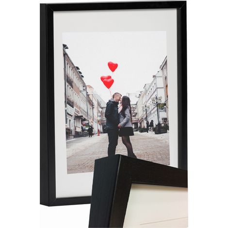 Cornice per poster per foto ritratto 30x40 cm nera con passe-partout A4 21x30 in plexiglass