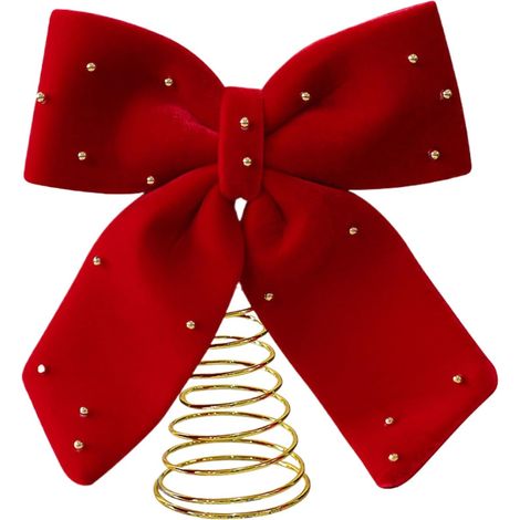 Cime d'arbre de Noël Ornements Rouges et Grands Ornement De Cime Avec Nœud Rouge Pour Noël Pour Fêtes Intérieur Manteau Cheminée Table Étagère Bureau Appartement Patio (1/5)