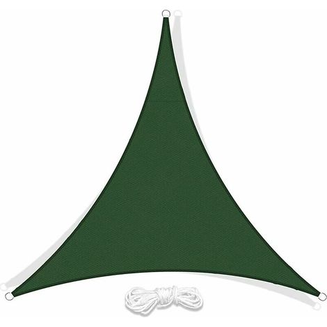 Voile d'ombrage Triangulaire Polyester Toile d'ombrage Imperméable Anti UV pour Terrasse Camping Extérieur Jardin (3x3x3 m Vert foncé) (1/4)