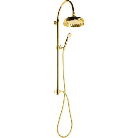 Colonne de douche ANTEA avec raccord mitigeur, douchette de tête et douchette, or (1/2)
