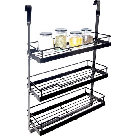 Etagere de cuisine suspendue sur rail metal noir radka 32x11x46 cm (1/5)