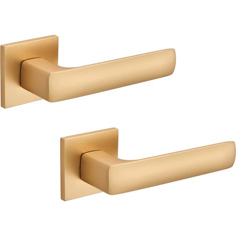 Ergonomischer Türgriff in Gold mit moderner, schlanker Rosette (1/4)