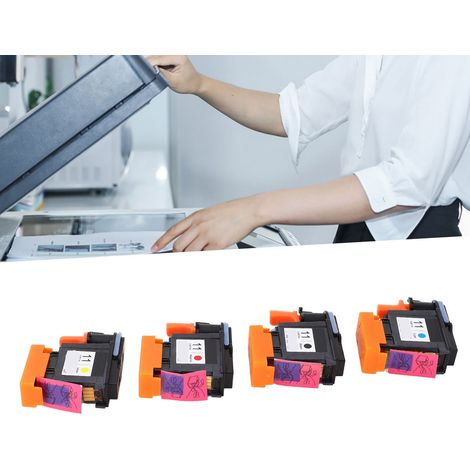 Jeu de 4 Cartouches d'Impression pour HP Designjet 100 110 111 500 510 800 813 850 - Noir Cyan Magenta Jaune en ABS - Remplaçement Stable et Performant (1/4)