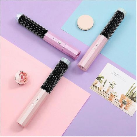Fer à friser et lisser sans fil 2 en 1, chauffe rapide, avec peigne lisseur et fer à friser USB pour salon de coiffure. (1/5)