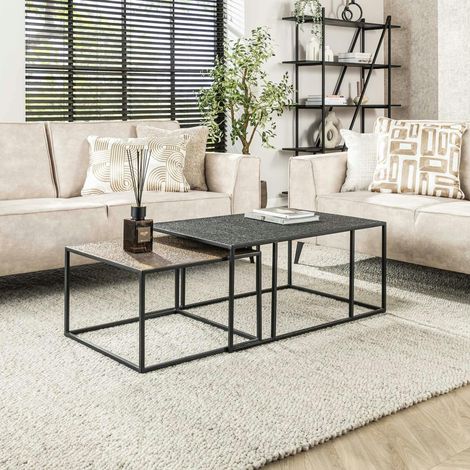 Table gigogne noir et or NOVA (lot de 2 pièces) (1/5)