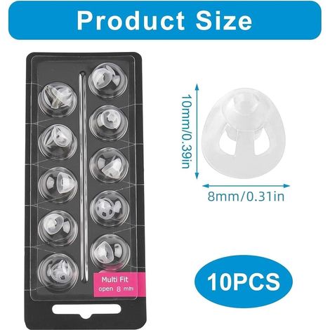 8mm Dômes pour Appareils Auditifs, Lot de 10 Open Dômes de Rechange pour Prothèses Bouchons D'oreille de Remplacement en Silicone Double Vent Bass Domes Compatibles Avec Oticon Minifit (1/4)