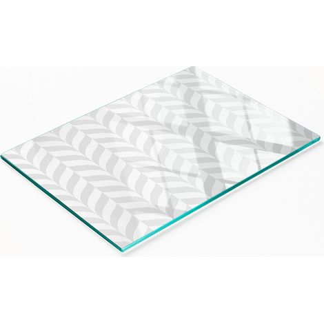 Stilvolle und robuste Glasplatte mit geometrischem Muster, 80 x 52 cm (1/5)