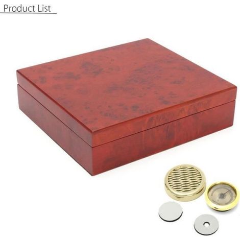 Boîte d'humidificateur en bois de cèdre à cigare marron avec hygromètre (1/3)