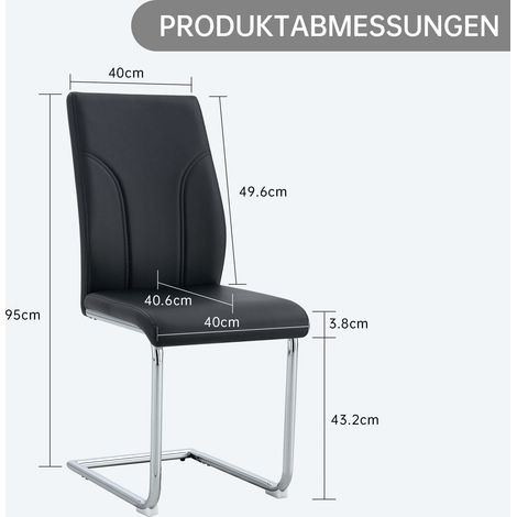 Lot de 2 fauteuils de cuisine en similicuir noir, piètement métallique argenté. Parfait pour réunion, salle à manger, bureau ou restaurant. (1/4)
