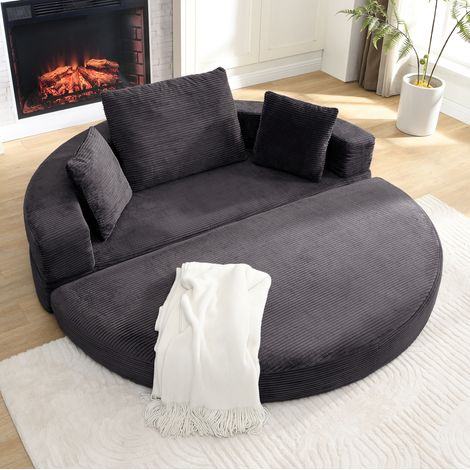 Divano letto pieghevole 173x176x40 cm, 2 in 1, con 3 cuscini, schiuma, nero (1/5)