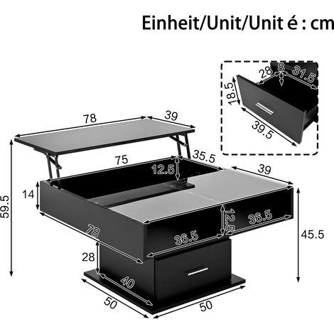 tisch wohnzimmertisch aufbewahrung höhenverstellbar 78x78 OKMYHOME (1/2)