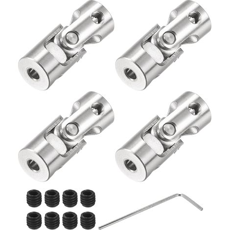 Paquet 4 Rotatif Joint universel Arbre Accouplement 3mm à 4mm Diamètre Interne, L23 x D9 avec Vis et Clé pour RC Modèle (1/5)