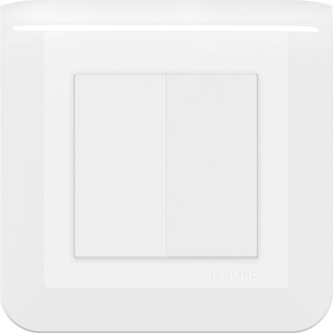 Legrand - Double interrupteur ou va-et-vient Mosaic 10A à griffes avec plaque - Blanc (1/10)