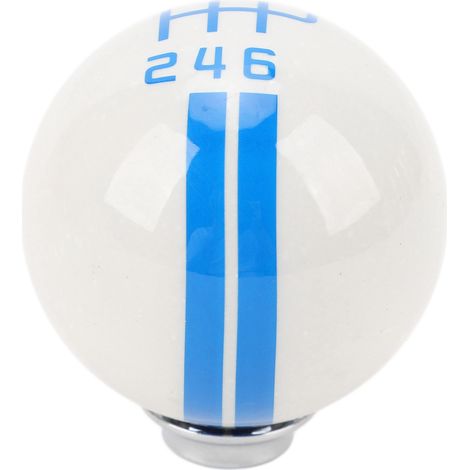 Pomello del cambio con 3 adattatori, impugnatura comoda, 6 marce, per leva del cambio a sfera rotonda stile Shelby GT500, Mustang 1967-2018, bianco/blu (1/5)