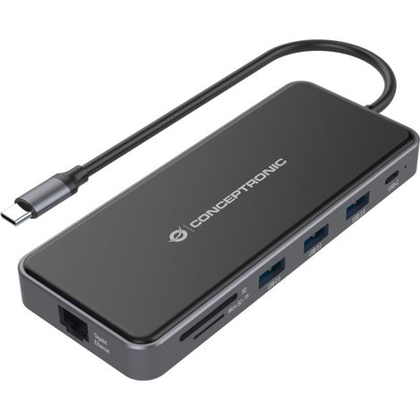 Conceptronic DONN15G station d'accueil Avec fil USB 3.2 Gen 1 (3.1 Gen 1) Type-C Gris