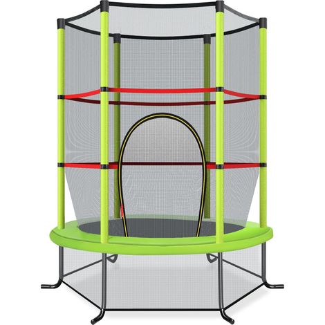 COSTWAY Cama Elastica Infantil Ø 165cm, Trampolines con Red de Seguridad y Almohadilla para Muelles para Niños de 3-6 Años, de Interior/Exterior, Carga estática 135kg Verde (1/5)